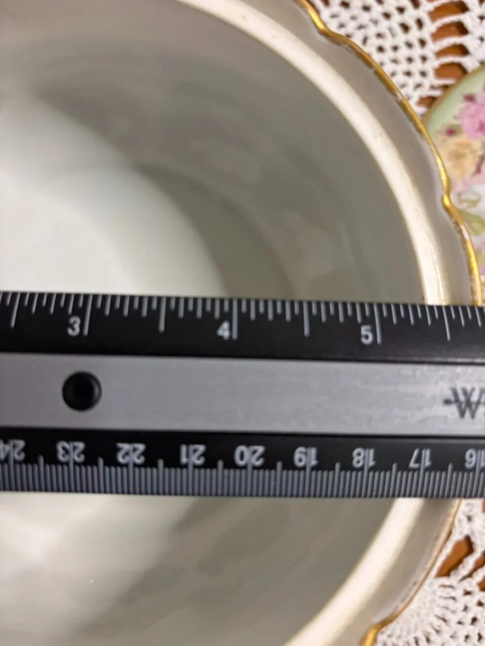 Antique GDA Limoges France Covered Round Serving Bowl Pink Rose Gold Scalloped